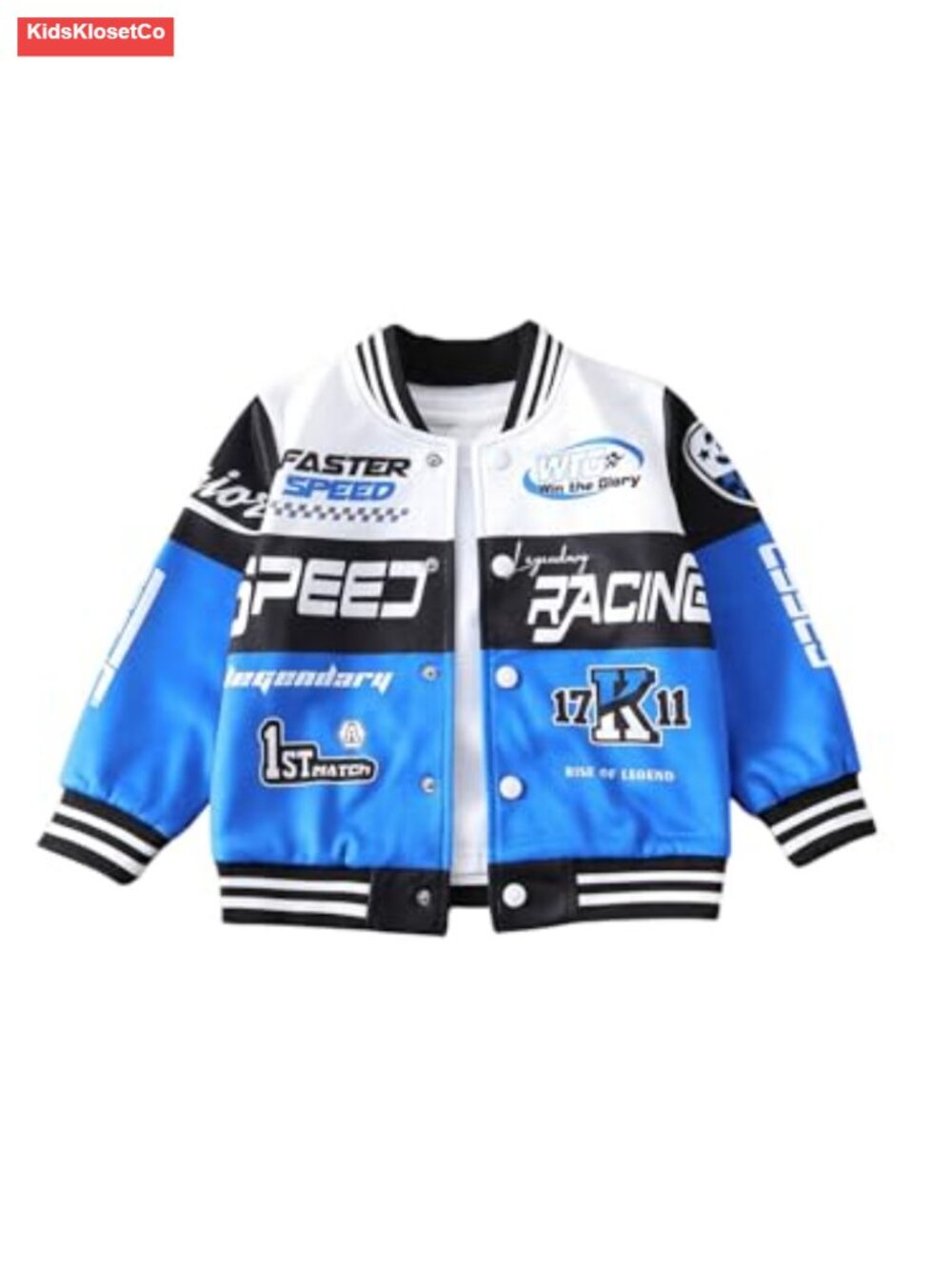 Toddler Boys Varsity Jacket Letter Graphic Colorblock Long Sleeve Button Front